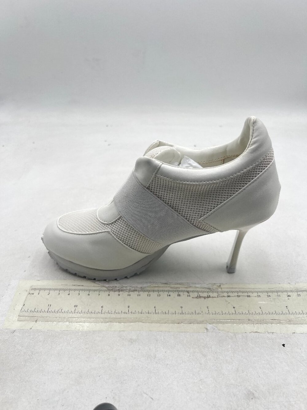 White Women's Beathable Mesh Sneaker Pull On Stiletto High Heels Stylish Pumps